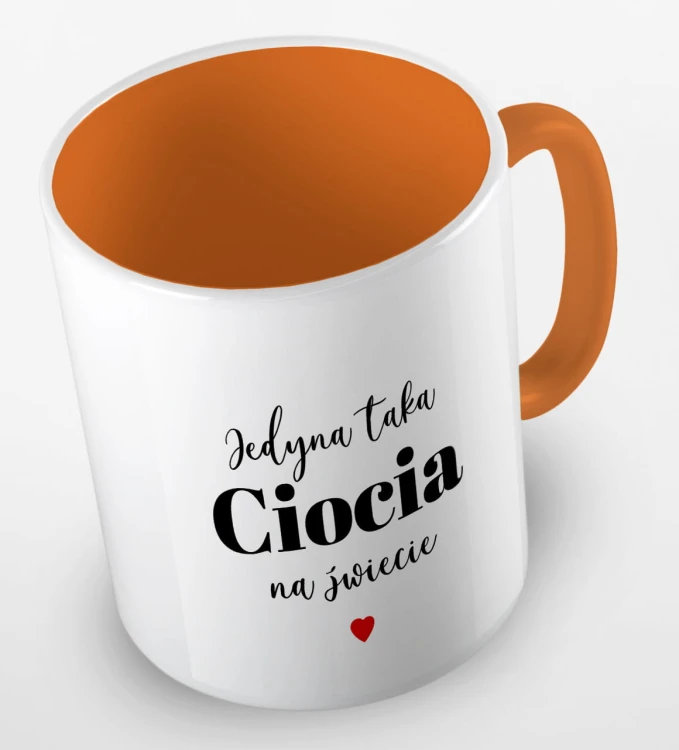 kolorowy kubek z hasłem - jedyna taka ciocia  na świecie - kolor pomarańczowy.jpg