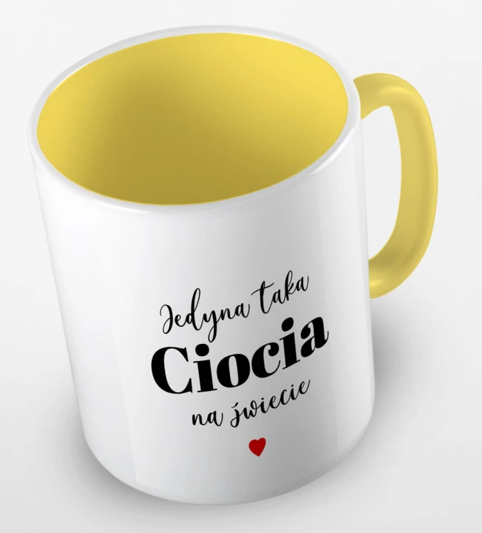 kolorowy kubek z hasłem - jedyna taka ciocia  na świecie - kolor żółty.jpg