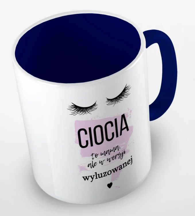 kolorowy kubek z hasłem - ciocia to mama, ale w wersji wyluzowanej - kolor granatowy.jpg