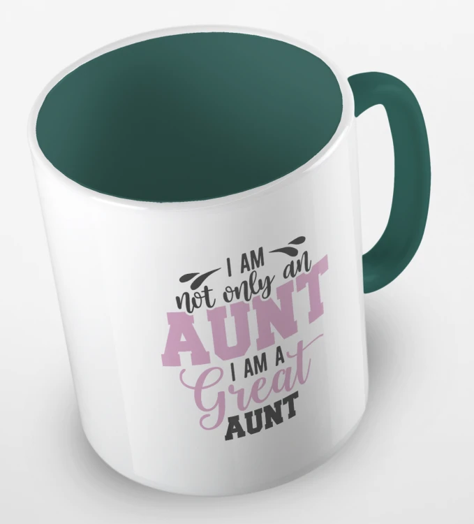 kolorowy kubek z hasłem - I am not only an aunt, i am a great aunt - ciemnozielony kolor kubka.png
