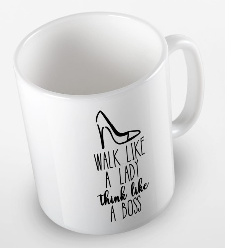 kolorowy kubek z hasłem - walk like a lady, think like a boss - kolor biały.jpg