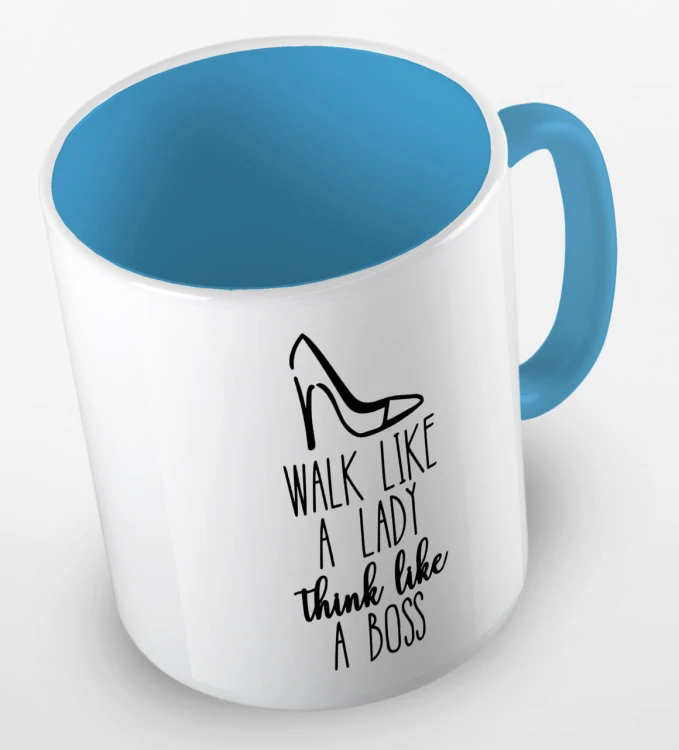 kolorowy kubek z hasłem - walk like a lady, think like a boss - kolor błękitny.jpg