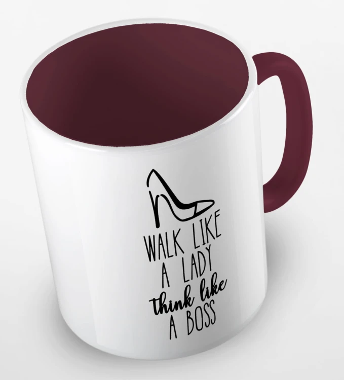 kolorowy kubek z hasłem - walk like a lady, think like a boss - kolor bordowy.jpg