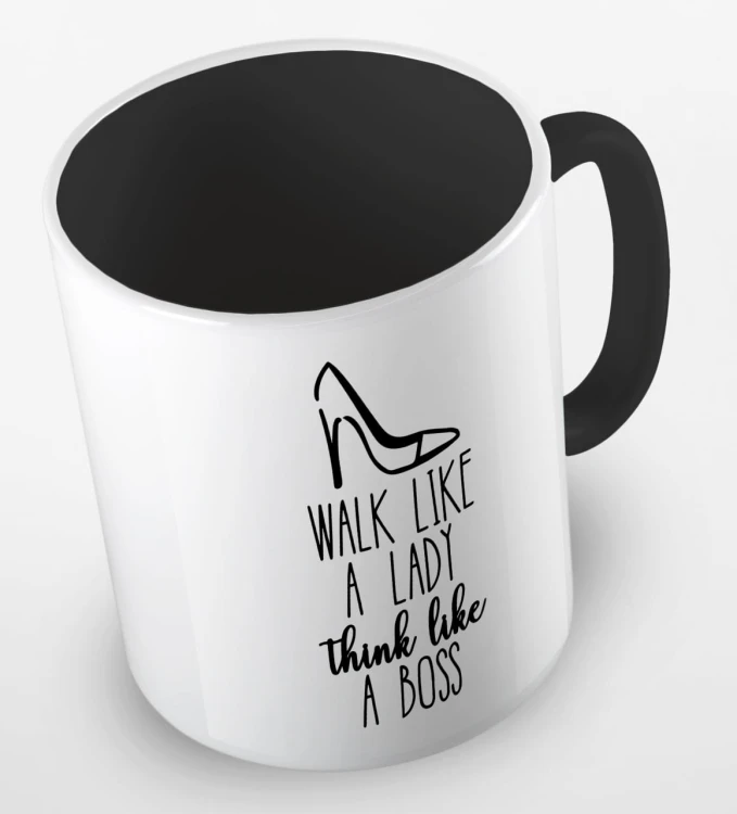 kolorowy kubek z hasłem - walk like a lady, think like a boss - kolor czarny.jpg