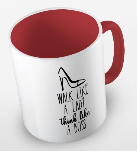 kolorowy kubek z hasłem - walk like a lady, think like a boss - kolor czerwony.jpg