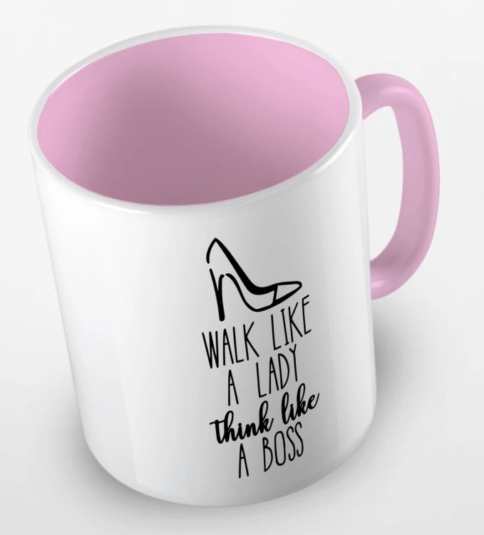 kolorowy kubek z hasłem - walk like a lady, think like a boss - kolor różowy.jpg