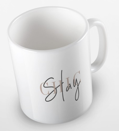 kolorowy kubek z hasłem - stay chic - kolor biały.jpg
