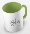 kolorowy kubek z hasłem - stay chic - kolor jasnozielony.jpg
