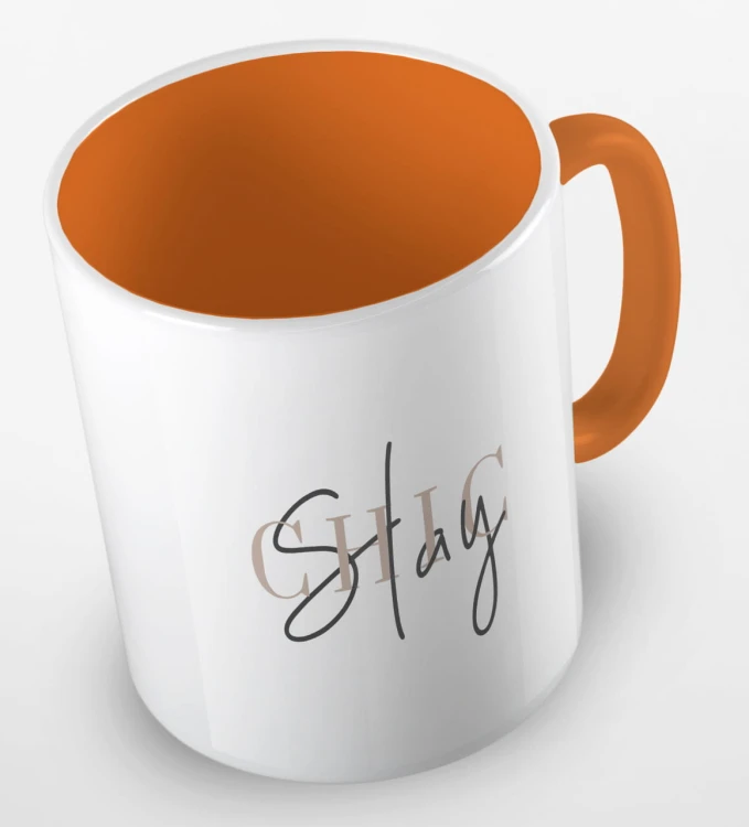 kolorowy kubek z hasłem - stay chic - kolor pomarańczowy.jpg