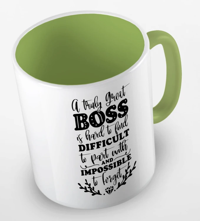 kolorowy kubek z hasłem - a truly great boss is hard to find difficult to part with and impossible to forget - kolor jasnozielony.jpg