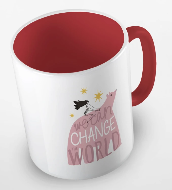 kolorowy kubek z hasłem - we can change the world - kolor czerwony.jpg