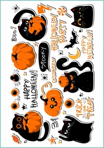 Tatuaże tymczasowe koty w stylu Halloween 01