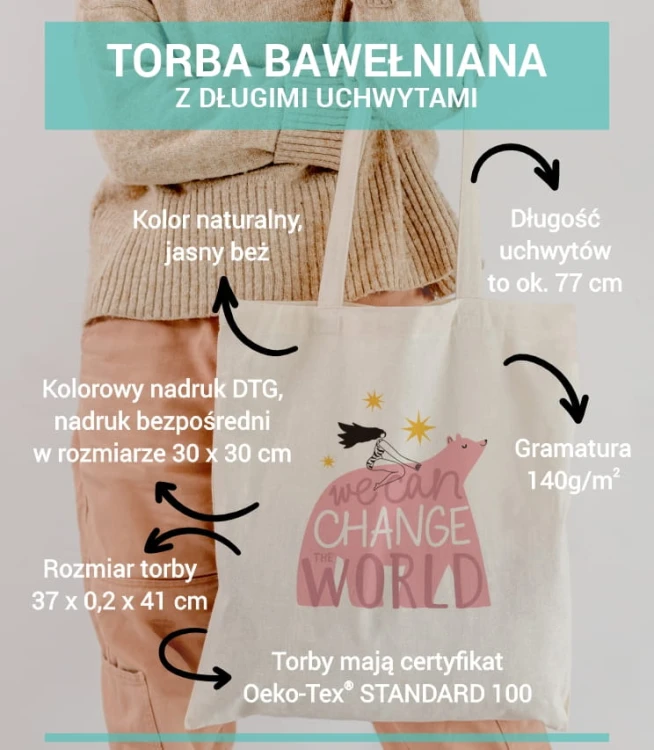 torba bawełniana z długimi uszami, z nadrukiem - we can change the world - parametry.jpg