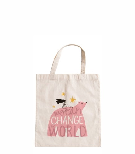 torba bawełniana z krótkimi uszami, z nadrukiem - we can change the world.jpg