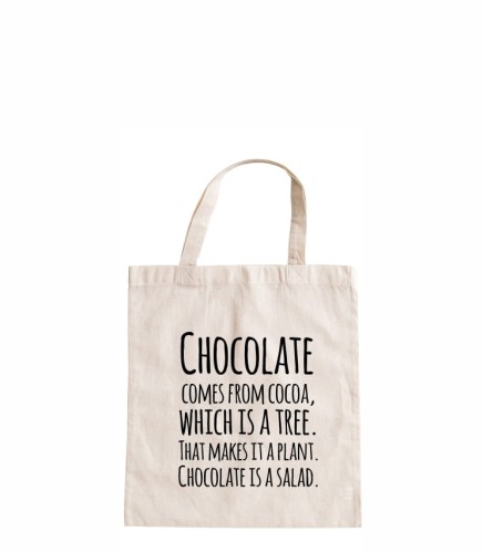 torba bawełniana z krótkimi uszami, z nadrukiem - chocolate is a salad.jpg