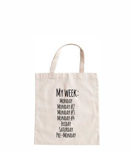 torba bawełniana z krótkimi uszami, z nadrukiem - my week.jpg
