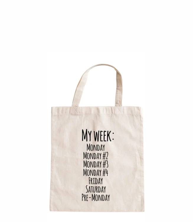 torba bawełniana z krótkimi uszami, z nadrukiem - my week.jpg