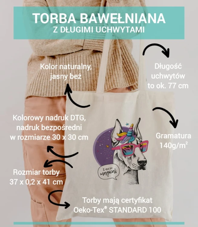 torba bawełniana z nadrukiem - I am so magical - parametry.jpg