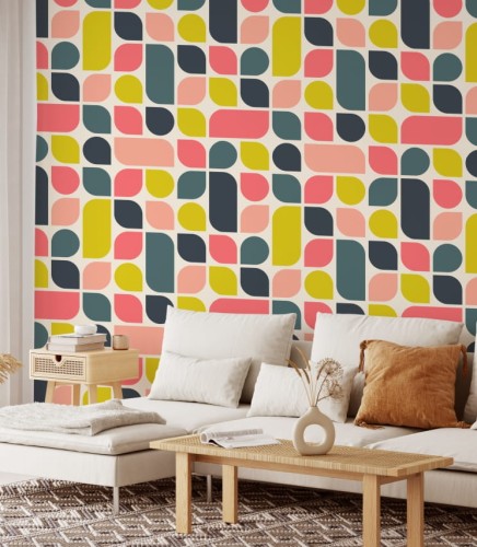 Tapeta geometryczne wzory retro - wizualizacja