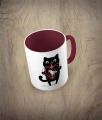 Kubek cat with a birdcage kolor bordowy