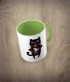 Kubek cat with a birdcage kolor jasnozielony