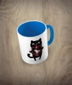 Kubek cat with a birdcage kolor niebieski