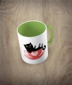 Kubek cat in a cup - kot w filiżance jasnozielony