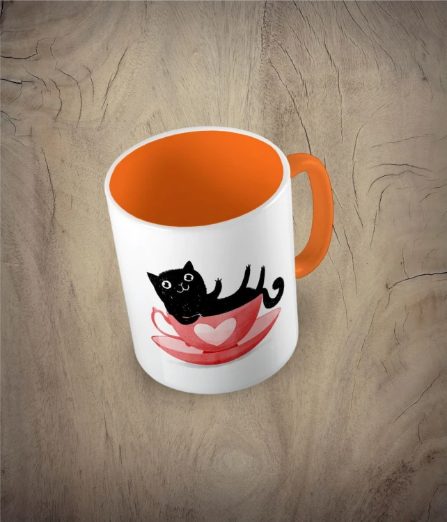 Kubek cat in a cup - kot w filiżance pomarańczowy