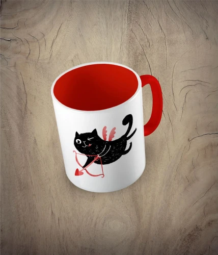 Kubek cupid cat - kot amor czerwony