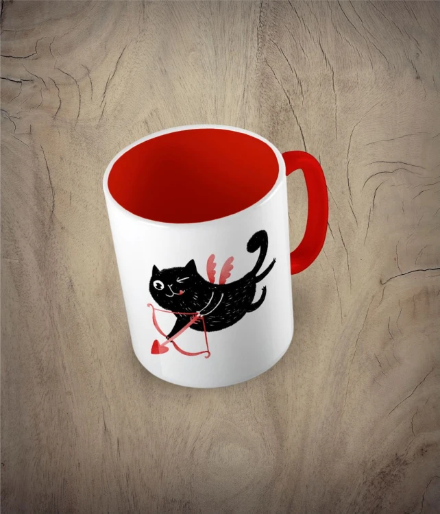Kubek cupid cat - kot amor czerwony