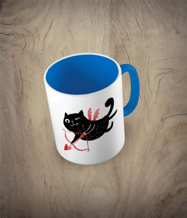 Kubek cupid cat - kot amor niebieski