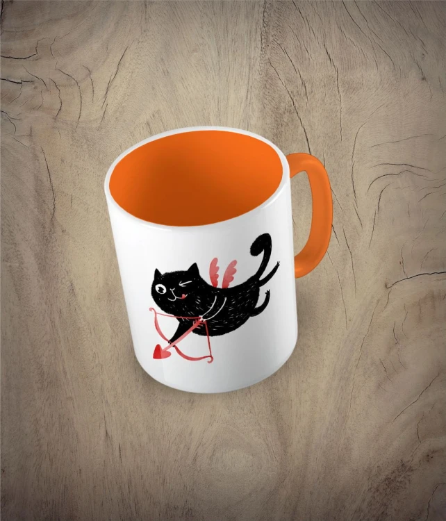 Kubek cupid cat - kot amor pomarańczowy