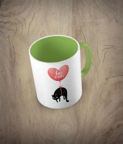 Kubek love elevates - miłość unosi jasnozielony