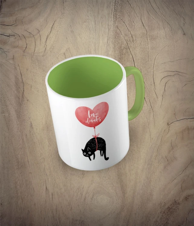 Kubek love elevates - miłość unosi jasnozielony
