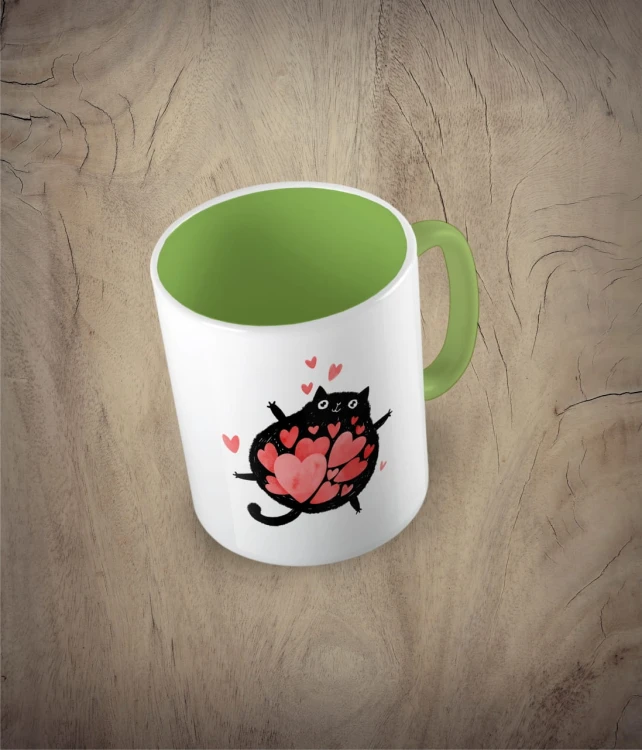 Kubek cat full of love jasnozielony