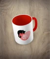 Kubek love bites with cat czerwony