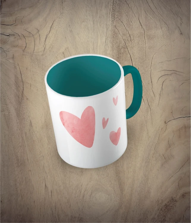 Kubek hearts z sercami ciemnozielony