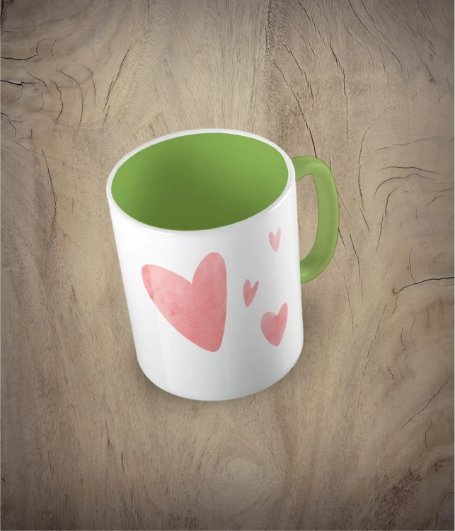 Kubek hearts z sercami jasnozielony