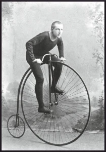 Plakat człowiek na bicyklu