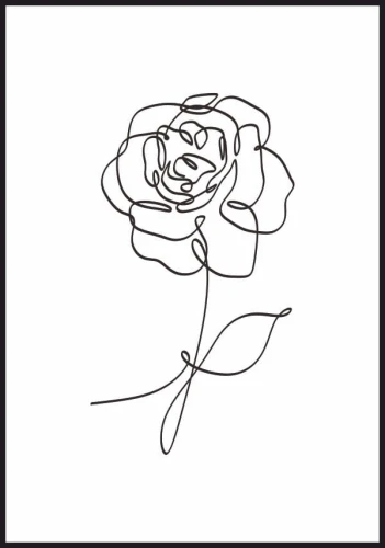 Plakat minimalistyczna róża - z kwiatem w stylu line art