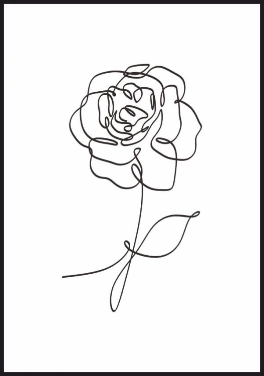 Plakat minimalistyczna róża - z kwiatem w stylu line art