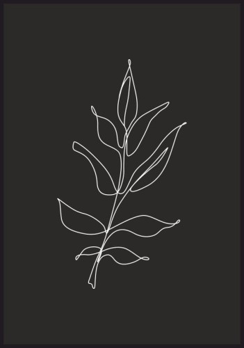 Ilustracja gałązki w stylu line art - czarno-biały obrazek rośliny malowany kreską