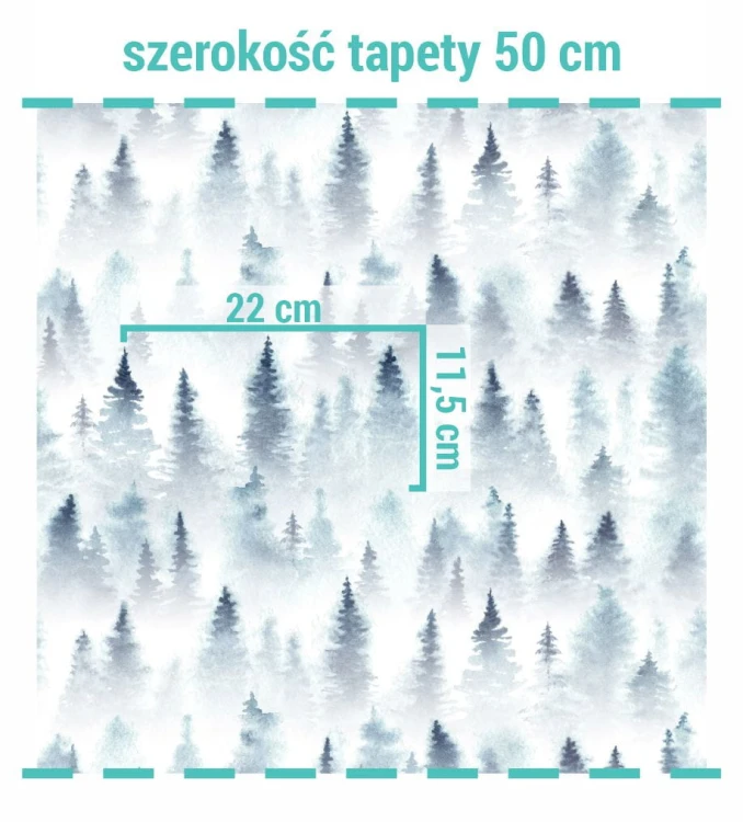 Wymiar świerków na tapecie.
