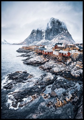 Plakat wioska rybacka w Norwegii.