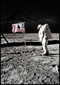 Plakat astronauta na księżycu