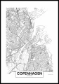Plakat plan Kopenhagi - czarno-biały plan miasta przedstawiający siatkę ulic stolicy Danii.