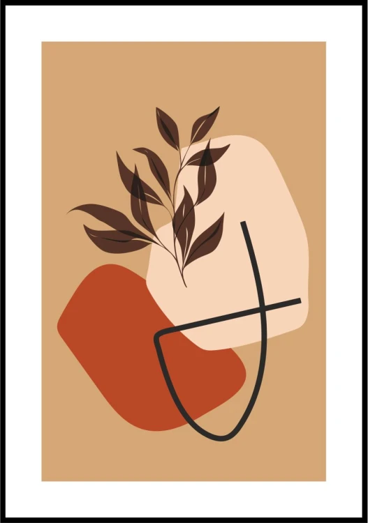 Plakat brązowe listki w upale z białym marginesem dookoła.