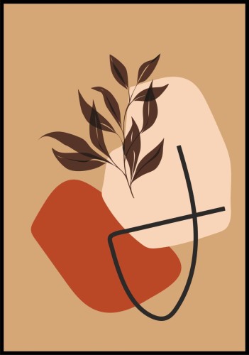 Ilustracja na ścianę przedstawiająca roślinkę w popołudniowym słońcu.