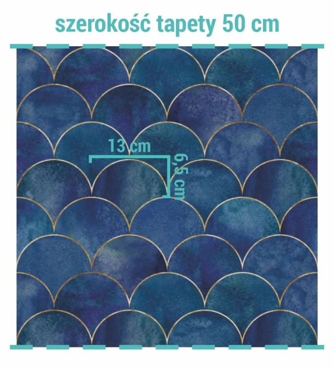 Wielkość elementów na tapecie rybia łuska.
