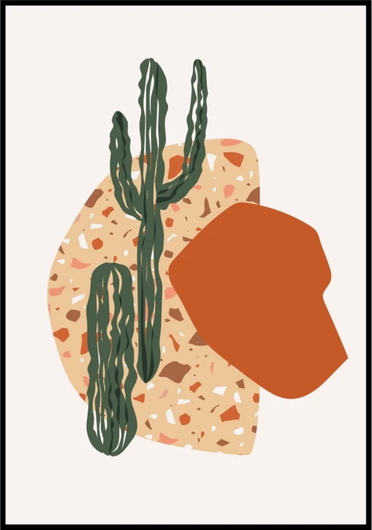 Ilustracja kaktusy w piasku.